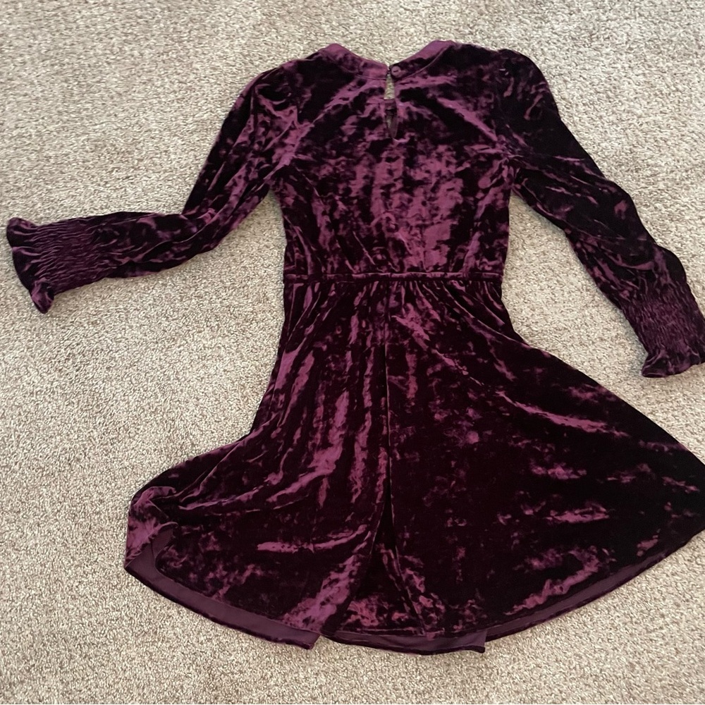 Velvet Long Sleeve Dress in Deep Purple